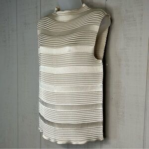 Womens Textured Crinkle Top Size 2X Pullover Mockneck Sleeveless Stretch Shimmer